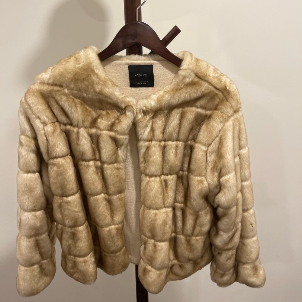 Zara Knit Fur Coat, US Size S